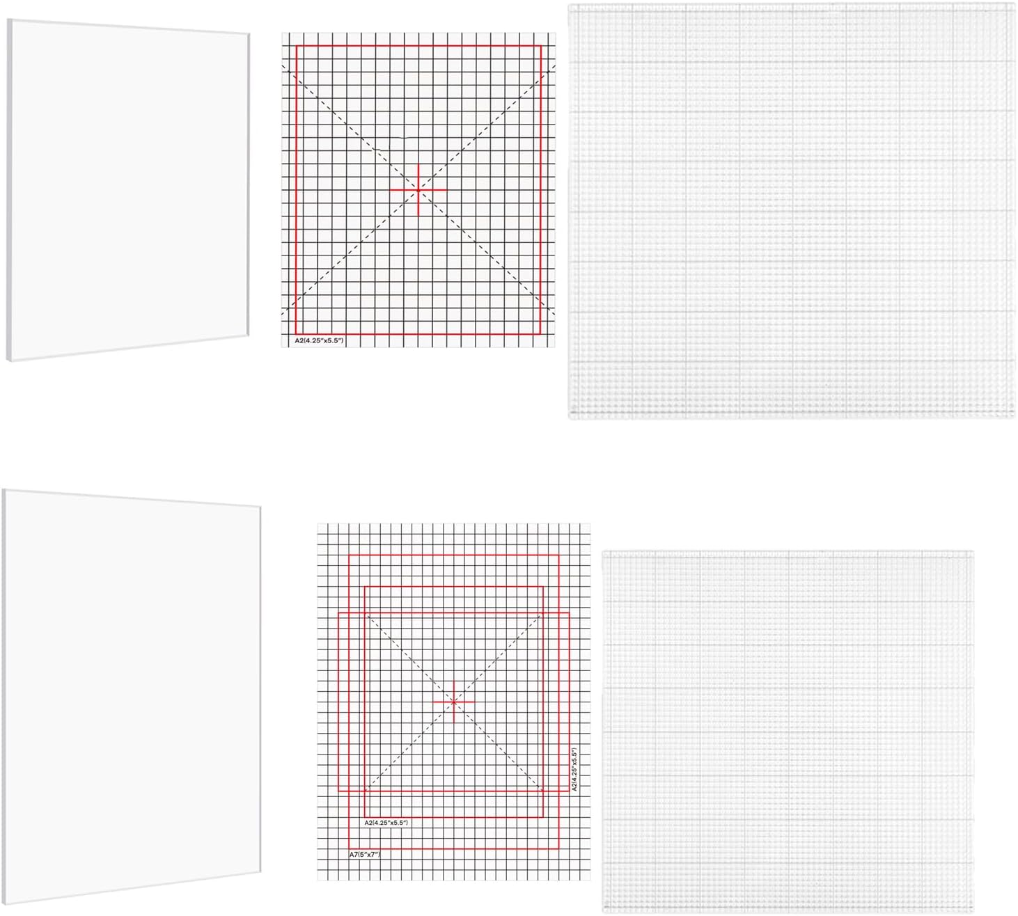 4Pcs Low Tack Sticky Mat with Grid for Stamping Stenciling Ink Blending Clear Photopolymer Craft Low Tacky Mat Stamp Mat DIY Projects Paper Card Scrapbooking Ink Blending Fixed