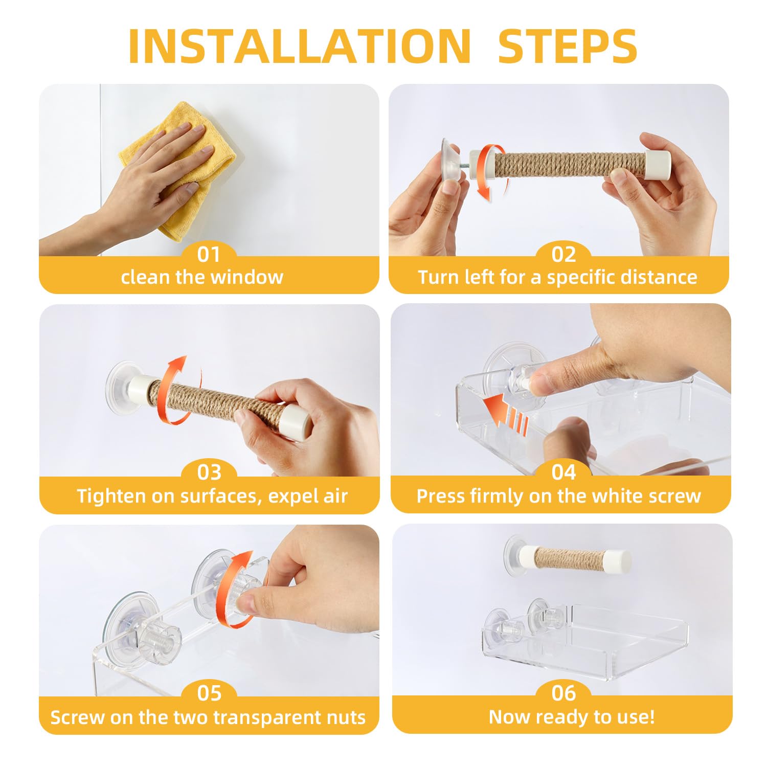 2-in-1 Bird Perch with Removable Tray | Suction Cup Bird Perch with Locking Guard & Feeder Tray | for Small and Medium Birds Like Parakeets, Cockatiels, Lovebirds, Conures(Clear,Medium) - image 5