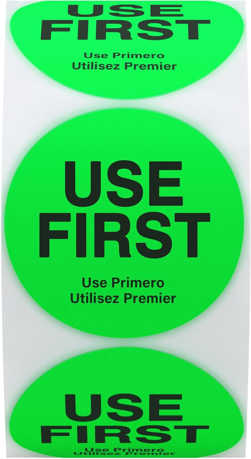 Use First Stickers Circle Labels Fluorescent Paper, 500 Stickers, 1.5" (Fluorescent Green, 10 Rolls)