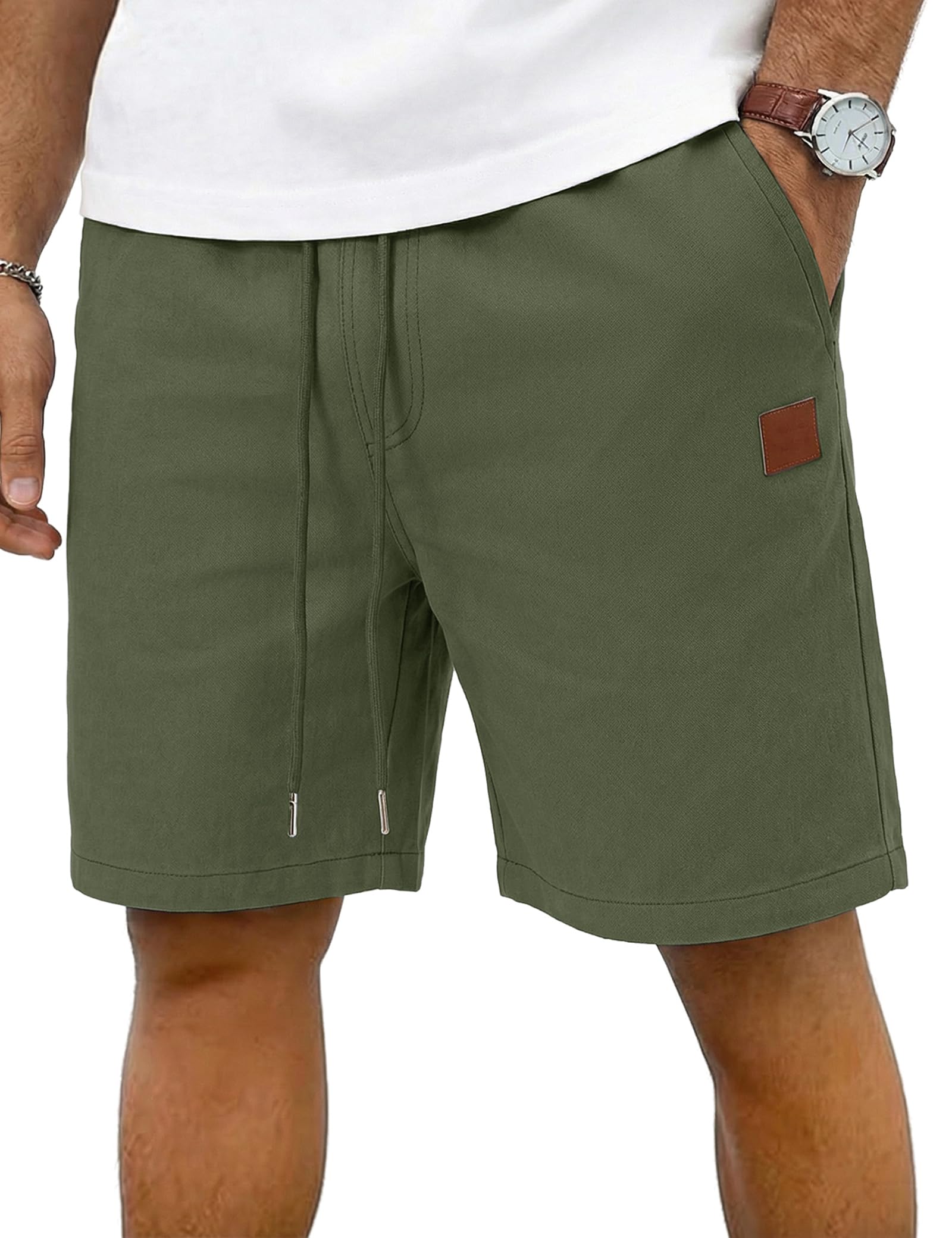 iClosam Pantalones para Hombre Cortos de algodón con Cintura elástica y cordón Ajustable, Pantalones Cortos Casuales de Verano con Bolsillos, Tallas S-3XL