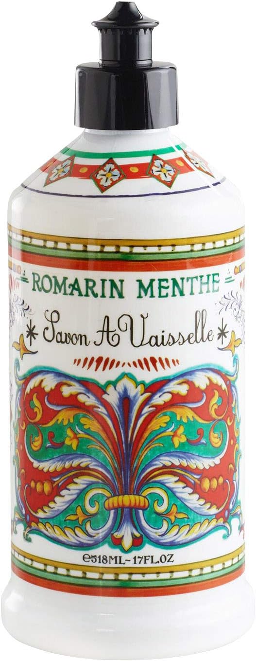World Market Rosemary Mint Deruta Style Dish Soap - Perfect Kitchen Decor Soap - Organic Liquid Dishsoap with Italian Soap Dispenser - Dish Sanitizer to Everyone - 17 Fluid Ounce