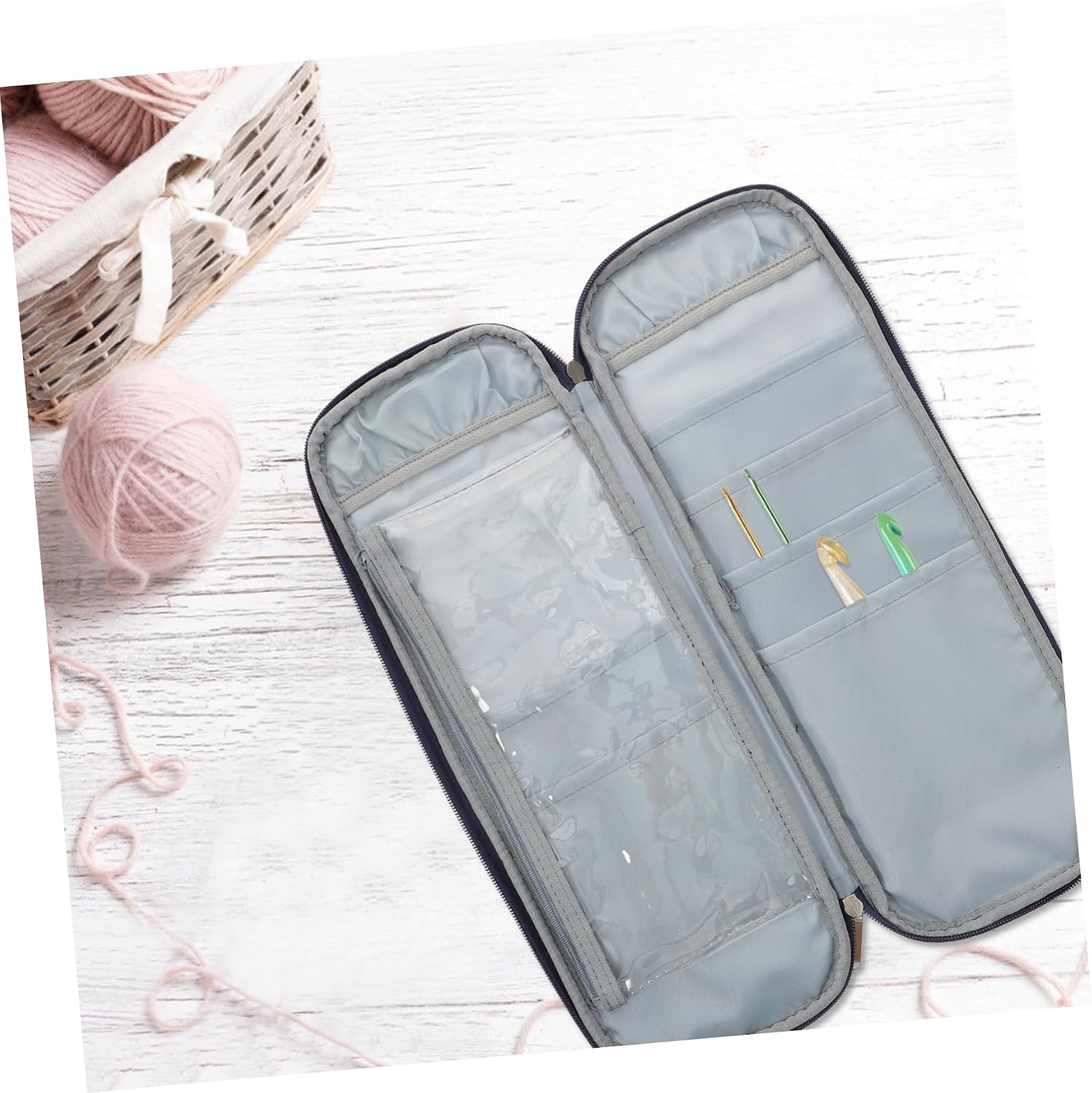 ARTIBETTER Home Sewing Needles Bag Portable Crochet Hook Storage Tote Yarn Organizer for Knitting Crocheting Projects for Crafting The Go