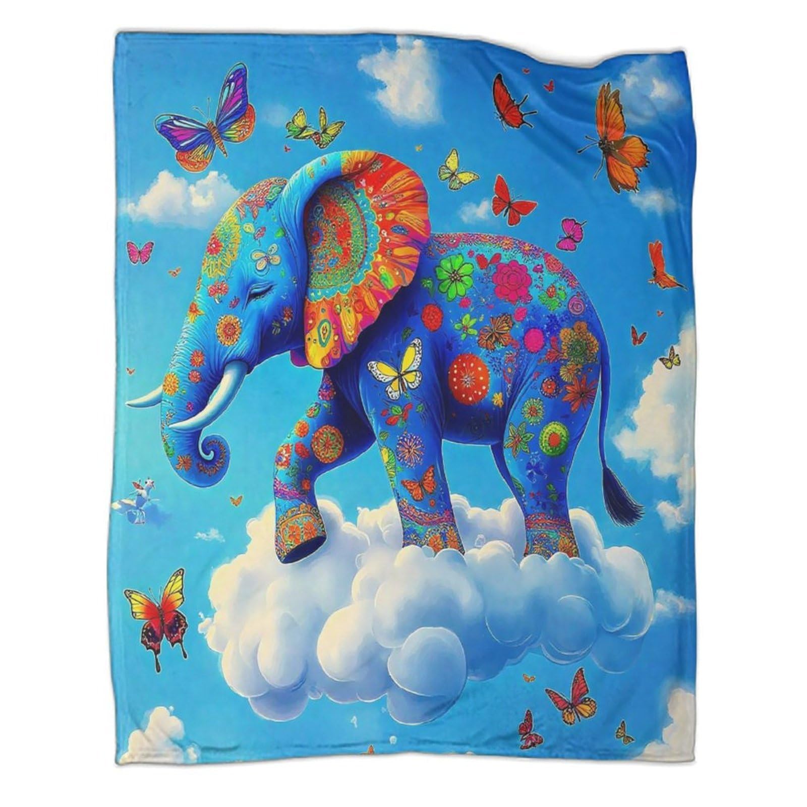Couverture éléphant anti-froid flanelle légère hypoallergénique lit 60x80