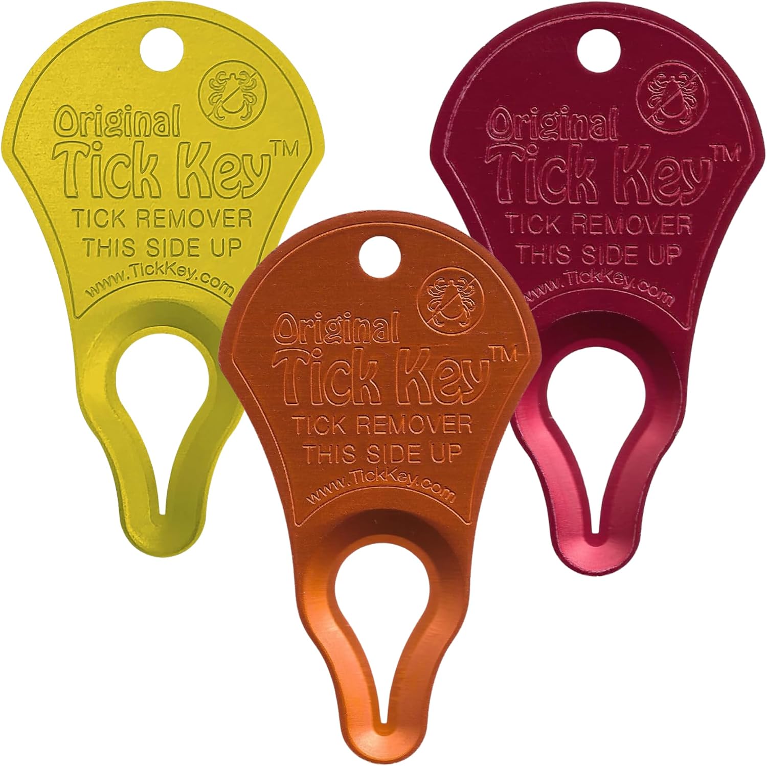 High Visibility Bundle - The Original Tick Key - Tick Detaching Device - Portable, Safe and Highly Effective Tick Detaching Tool (Yellow, Orange & Red)