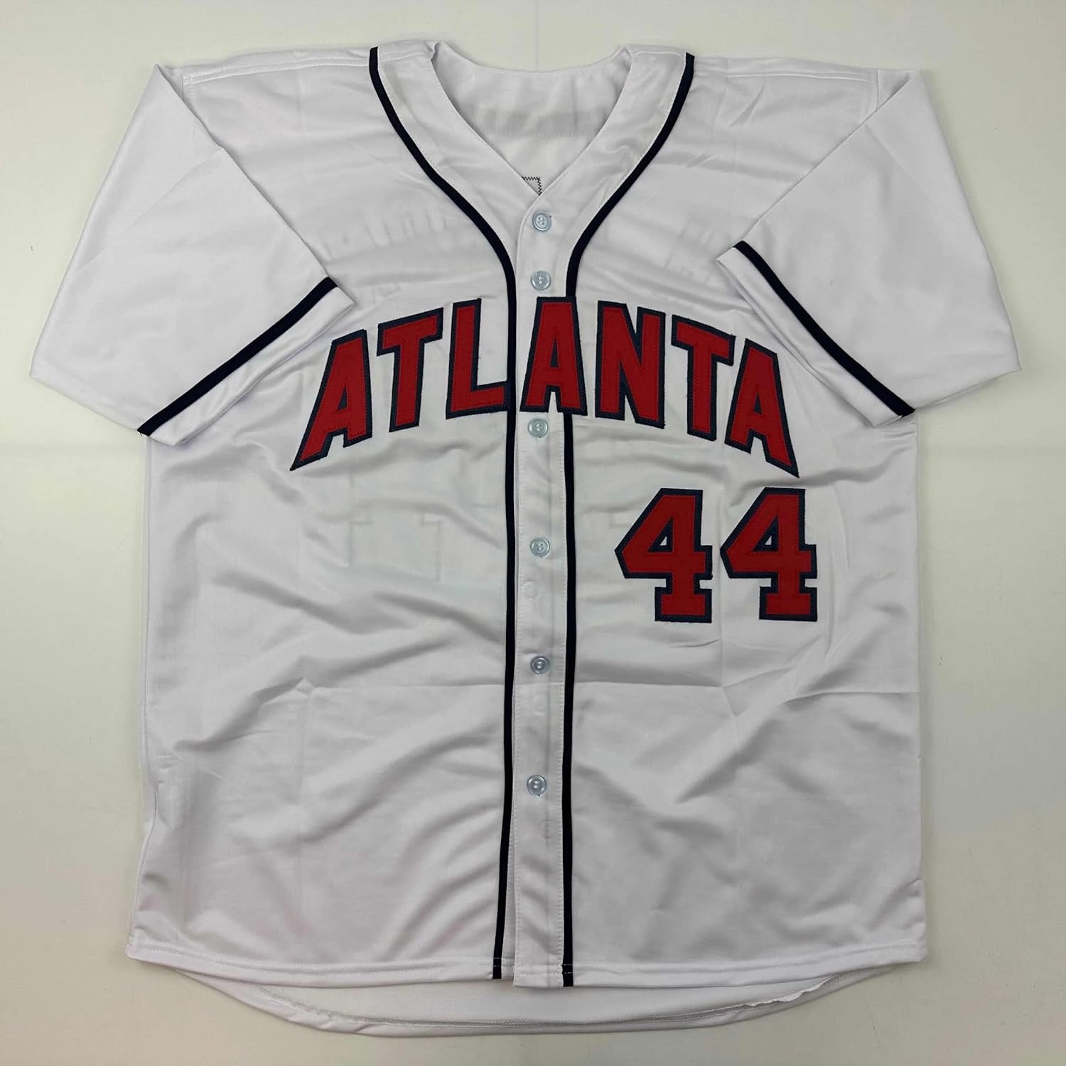 Facsimile Autographed Henry Hank Aaron Atlanta White Reprint Laser Auto Baseball Jersey Size Men's XL - Image 3