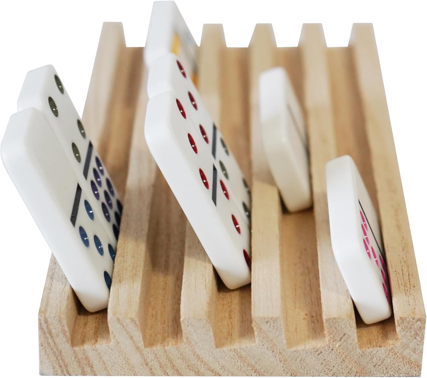 DNB Wooden Domino Racks Trays - Set of 8 Holders 5 Slots per Holder - Dominoes NOT Included