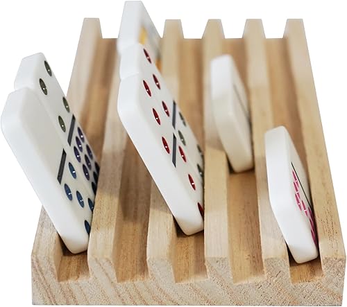 Miniatura 2 de DNB - Bandejas de madera para dominó, juego de 8 soportes, 5 ranuras por soporte, dominó no incluido