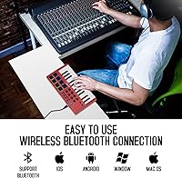 Vista 4 de M-VAVE Controlador de teclado MIDI USB de 25 teclas con 8 almohadillas de batería retroiluminadas, Bluetooth, teclado dinámico semi-pesado