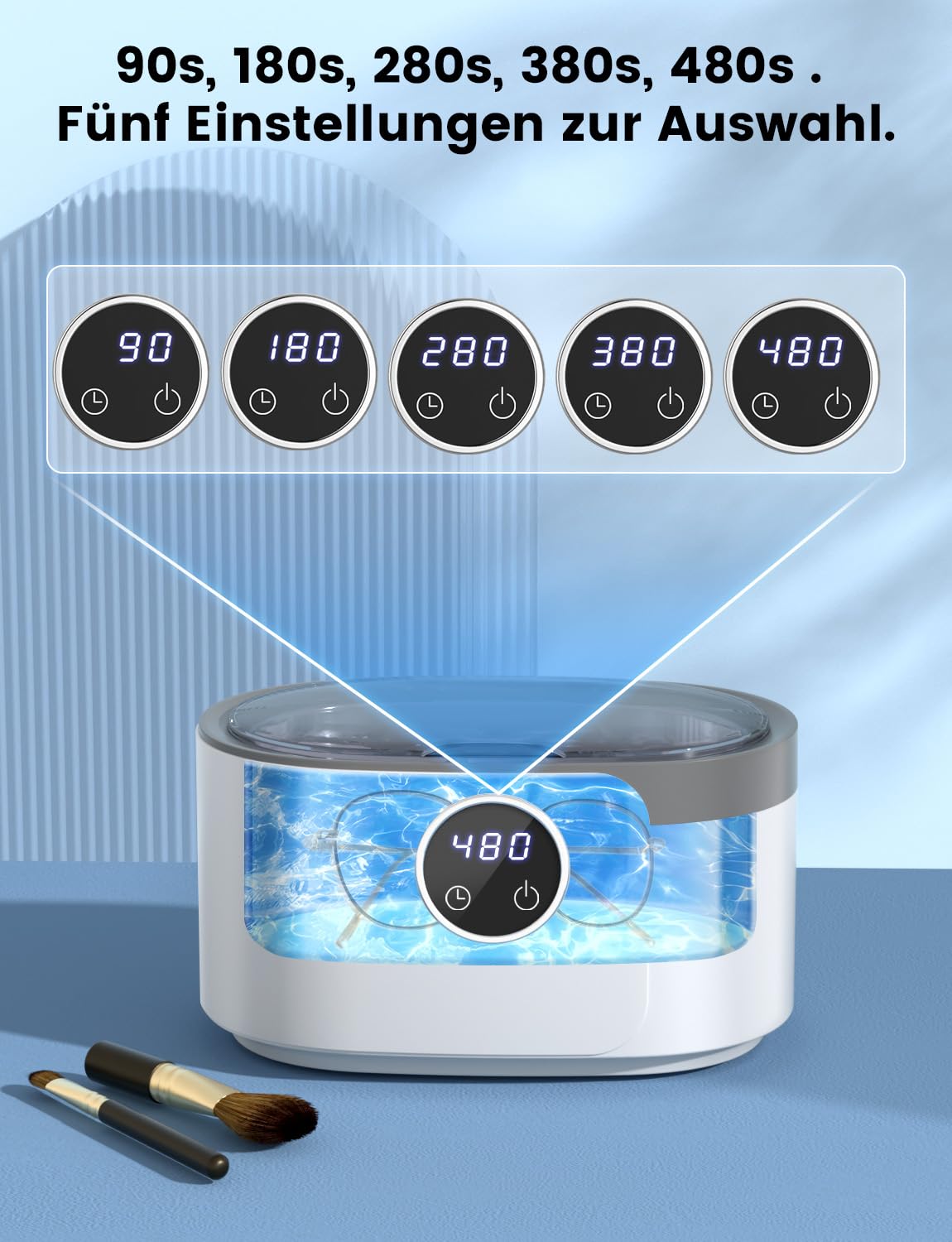 Ultraschallreinigungsgerät Ultraschallreiniger 600ml Ultraschallbad Ultrasonic Cleaner Mit 5 Zeitfunktionen für Brille Schmuck Uhren