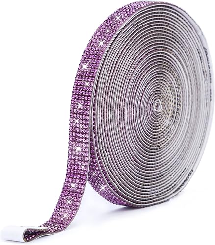 Miniatura 44 de Tiras de diamantes de imitación autoadhesivas de 6.6 yardas, adhesivo de diamantes de imitación de cristal con diamantes de imitación de 0.079