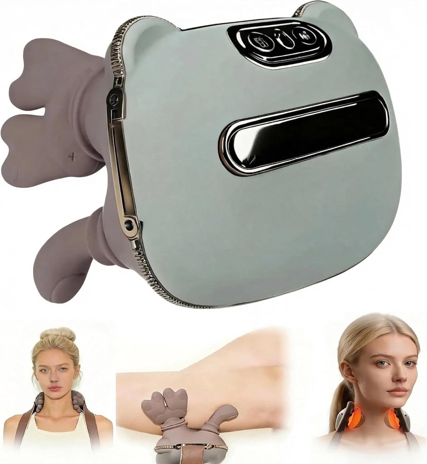 Shoulder and Neck Massager with Heat, 4D Bionic Heated Neck Massager for Pain Relief Deep Tissue, Electric Kneading Shiatsu Back Massager for Home Office Travel Relax Muscle Tension (Green)