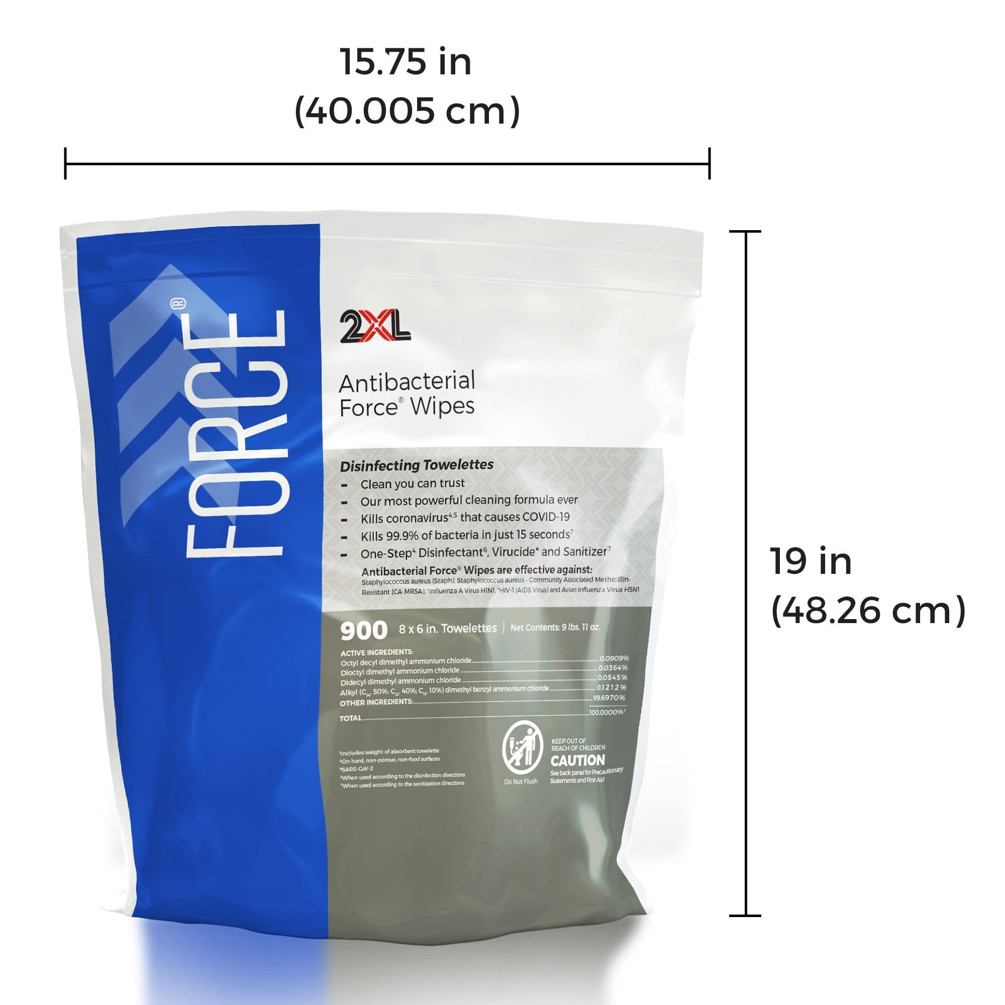 2XL Antibacterial Force Disinfecting Wipes – Bucket Refill Cleaning Wipe, 6" x 8", White – EPA Registered
