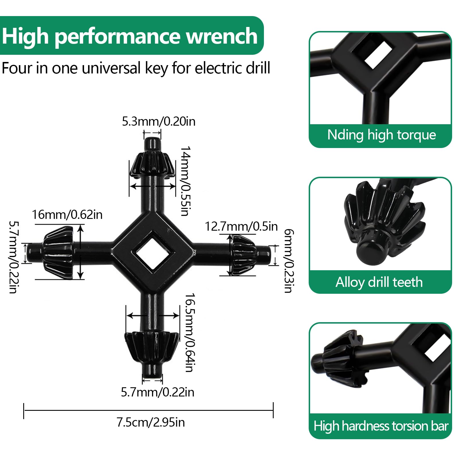 7 Stück Bohrfutterschlüssel, Universal Drill Chuck Key Metall Bohrmaschin Schlussel und 4 in 1 Bohrfutterschlüssel Set für Zahnkranzbohrfutter, 4/6/10/13/16/20mm