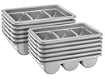 Zilpoo 12 Pack - Commercial Cutlery Bin, 3-Compartment Restaurant Kitchen Flatware Tray, Silverware Storage Plastic Container, Condiments Holder, Utensil Organizer Box (Gray)