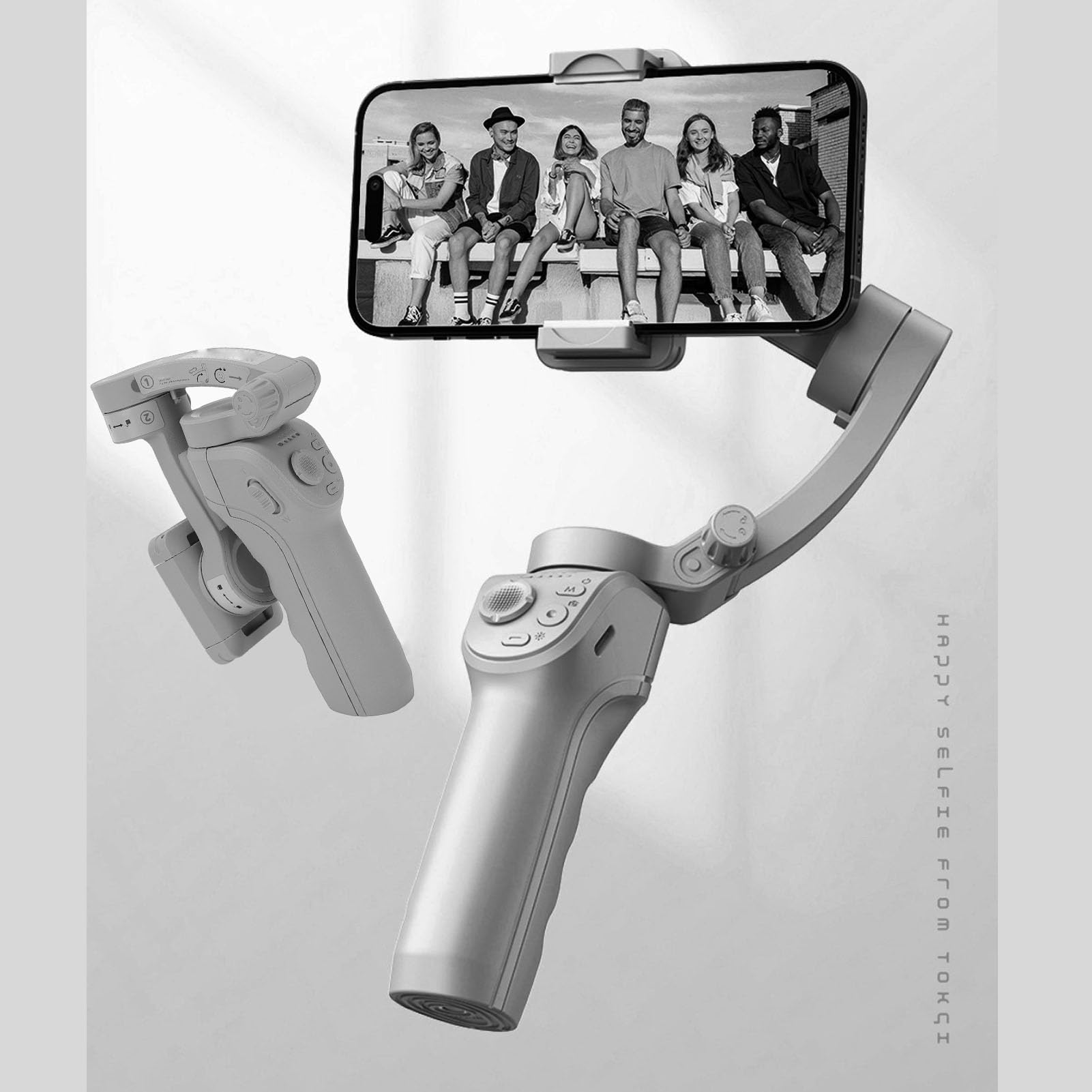 Asixxsix Estabilizador Gimbal, estabilizador portátil de 3 Ejes para la mayoría de los Smartphones, Seguimiento Facial, luz de Relleno, batería de 8 Horas, para Grabar Vlogs.