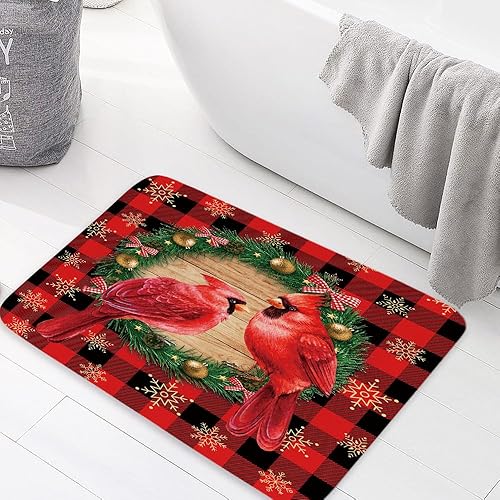 Miniatura 4 de JAWO Alfombra de baño de Navidad, decoración de baño, alfombra roja absorbente, lavable, antideslizante, decoración del hogar para baño, cocina,