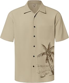 Hardaddy Men's Hawaiian Shirt Short Sleeves Coconut Printed Button Down Summer Beach Casual Shirts