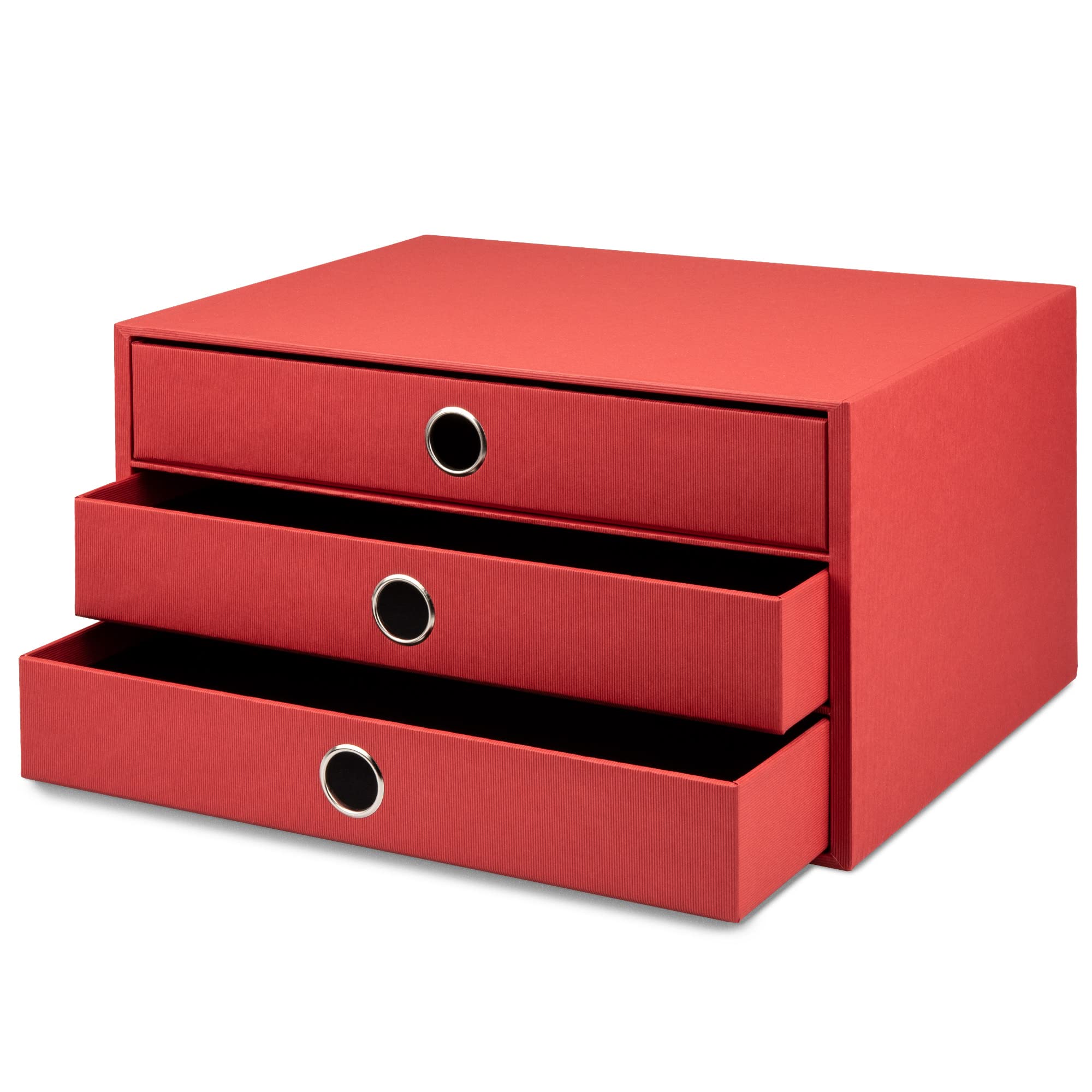 Rössler Papier Rössler Soho 3 Tiroir Filing Boîte de rangement pour A4 - Rouge | Organiseur de bureau pour documents, dossiers, fournitures de bureau et rangement organisé