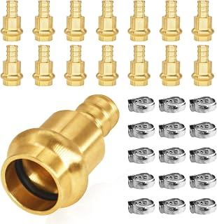 15 Pack Pex Propress Fittings, 1/2 Inch Press Propress x 1/2" PEX Adapter Crimp Fittings, Brass Adapters Coupling Connect from Copper to Pex B Pipe with Crimping Rings