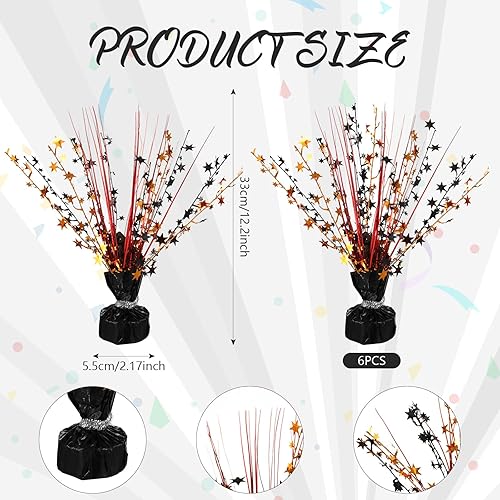 Miniatura 22 de Crowye 6 piezas de centro de mesa de aluminio metálico en aerosol para fiesta de Halloween, decoración de mesa de otoño con estrellas