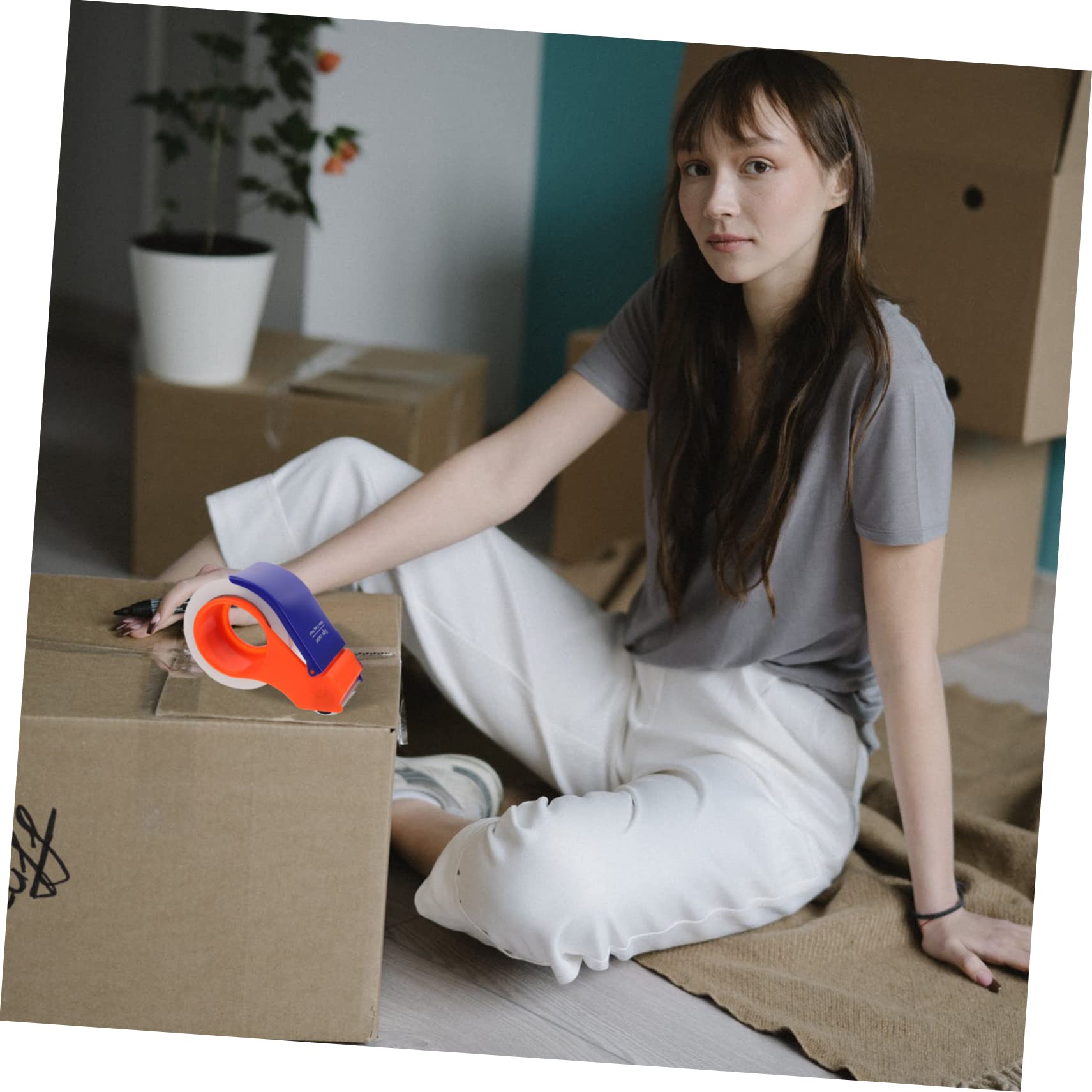 jojofuny 2 Set Dispenser Nastro Adesivo Manuale Con Taglierina Antiscivolo Per Imballaggi Ufficio E Casa E Riutilizzabile 3 Pezzi * 2