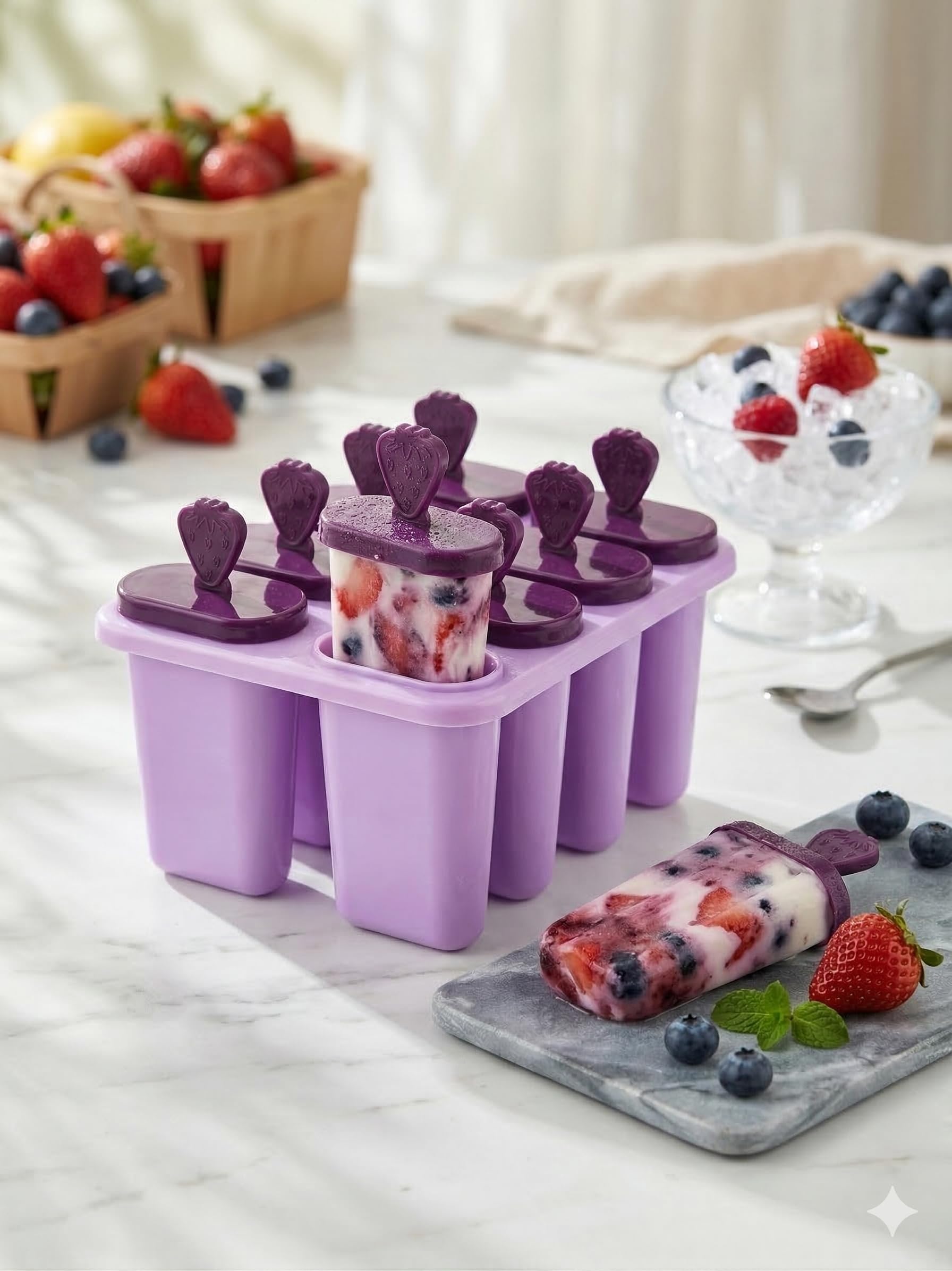 BPA Free Ice Lolly Maker - 8 Reusable Molds -6