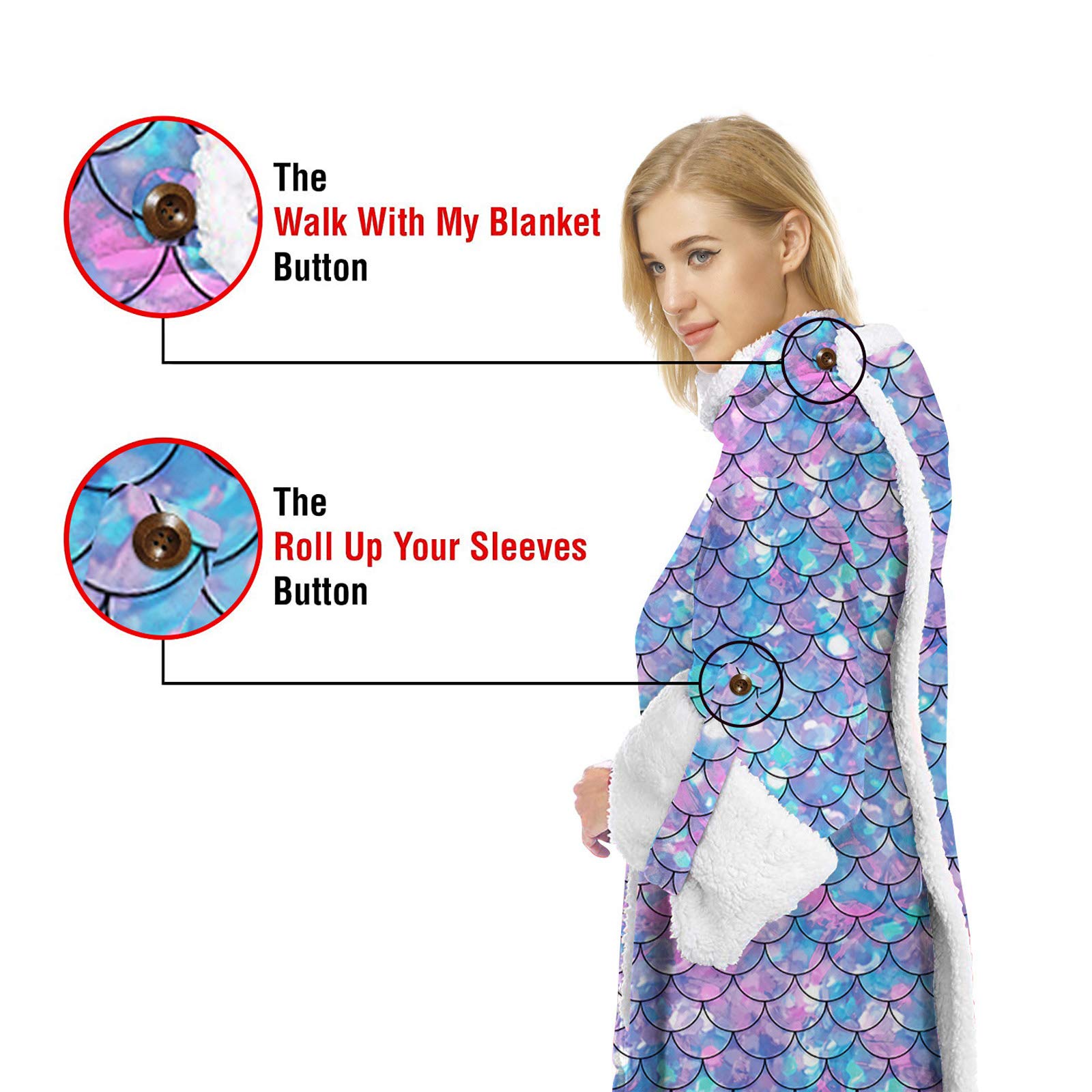 Manta Sherpa Ponible Para Adultos, Para Hombre Y Mujer Cómoda Y Calentita Manta Con Mangas, Manta Bata Para El Hogar, Bata Para Ver La Tele Manta De Sofá 001-One size