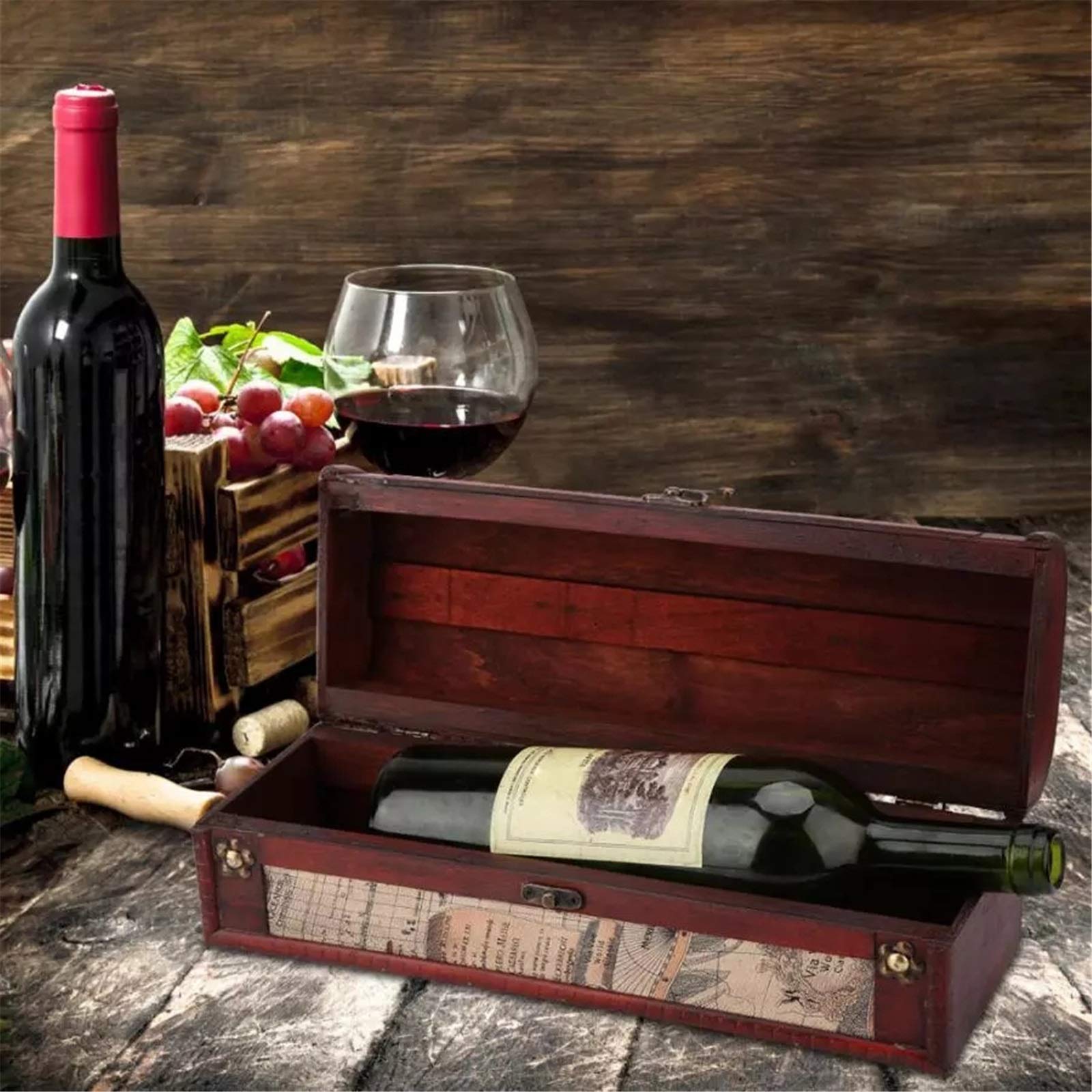 Boîte de Rangement en Bois for vin et Champagne, Emballage for Bouteille Unique pour Home Bar Decor
