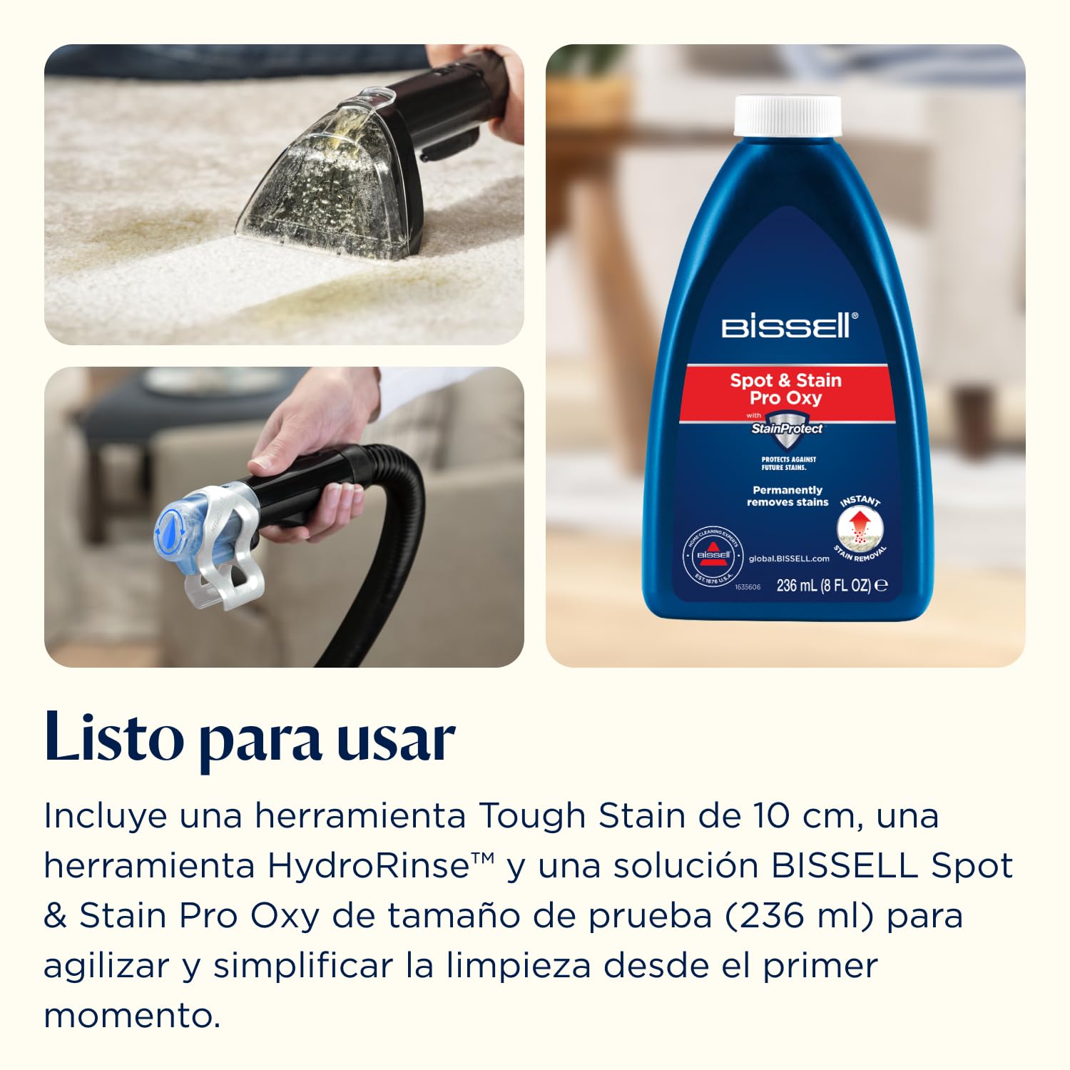 BISSELL SpotClean C5, Aspiradora de Agua Tapicería, Lava Aspiradora Ligera con Sistema Triple Action, Limpiador de Liquidos para Alfombras, Tapicería, Sofá, Auto & Más, Motor Potente de 400W, 3861N