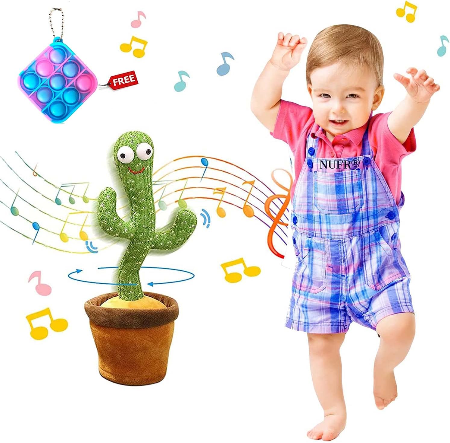 ELECTRFIRE Dancing Cactus Toy, Electric, Shaking, Recording, Singing & Talking toys, Repeat your speech? Plush Stuffed Gift For Toddler Baby & Kids, Funny & Creative Home Decor Plant, age 1~7