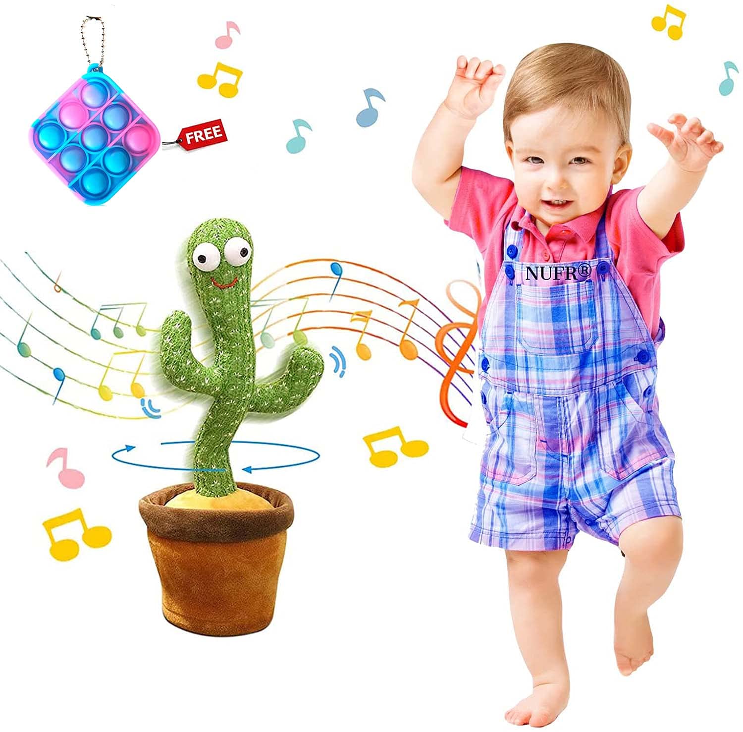 ELECTRFIRE Dancing Cactus Toy, Electric, Shaking, Recording, Singing & Talking toys, Repeat your speech? Plush Stuffed Gift For Toddler Baby & Kids, Funny & Creative Home Decor Plant, age 1~7