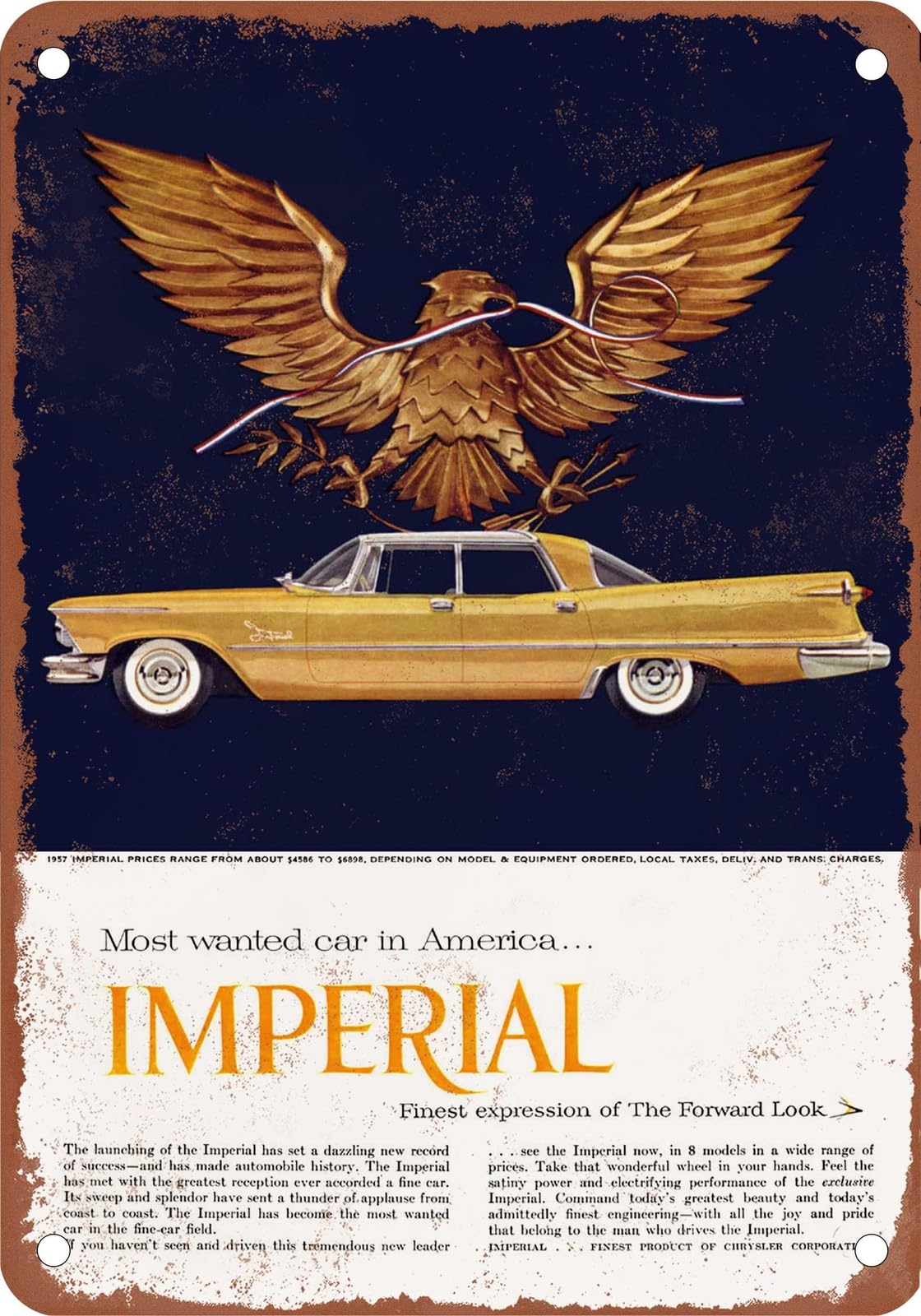 Miaomansenstore Metal Sign - 1957 Imperial Vintage Ad 04 - Old Retro Rusty Look Home Decor