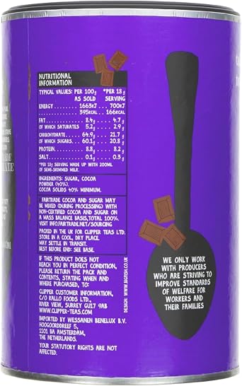 Clipper Super Cosy Fairtrade Drinking Chocolate 250g, Organic Hot Chocolate Powder, Natural Ingredients, Vegan & Gluten Free, Rich & Luxurious Cocoa Drink, (Pack of 2) from SuperfoodUK
