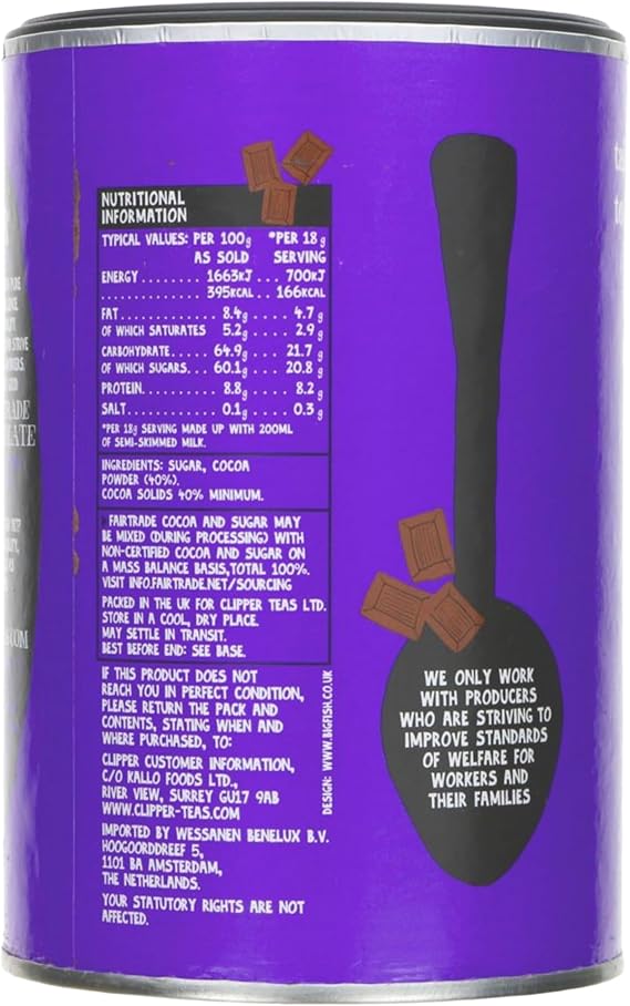 Clipper Super Cosy Fairtrade Drinking Chocolate 250g, Organic Hot Chocolate Powder, Natural Ingredients, Vegan & Gluten Free, Rich & Luxurious Cocoa Drink, (Pack of 2) from SuperfoodUK