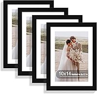 Vista 67 de Juego de 4 portarretratos de 4 x 6 pulgadas, hechos de vidrio real y marco de madera gris, exhibición en pared o mesa, para fotos de 3.5 x 5