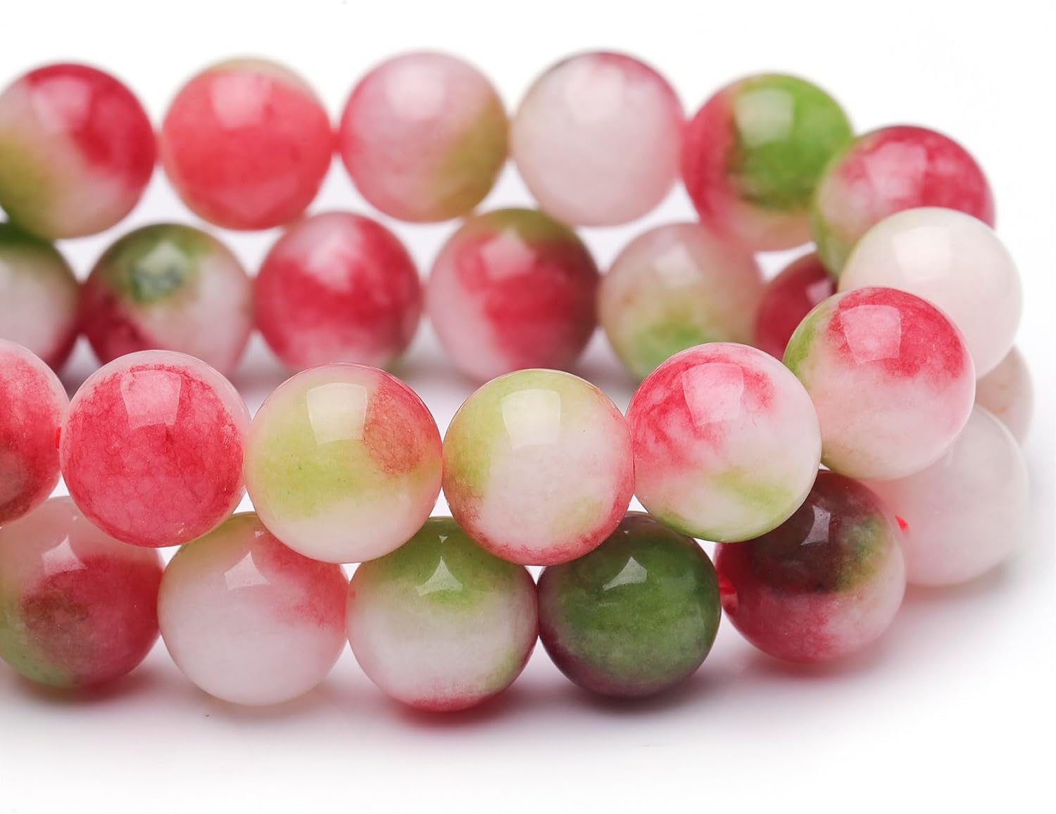 Natural Stone Beads for Jewelry Making,8mm Watermelon Tourmaline Polished Smooth Round Gemstone Beads for Bracelet Necklace 15 Inch - Image 3