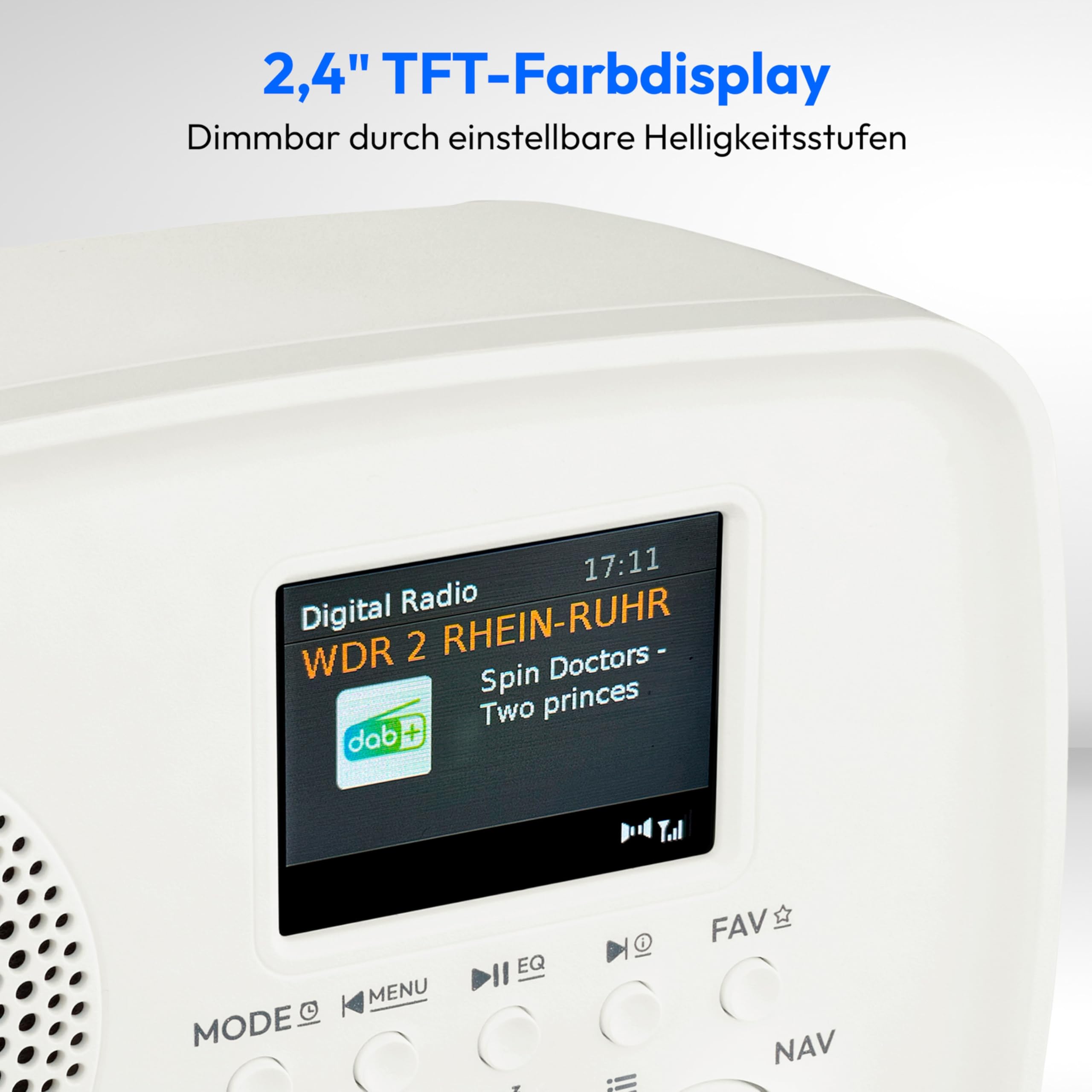 MEDION DAB Radio mit Bluetooth DRE-1– Empfang über DAB+ und UKW, Radiowecker, 5W Lautsprecher für klaren Klang, TFT-Display, ASA-Notfallfunktion, Betrieb über Netzanschluss - weiß
