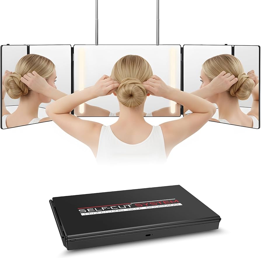 Specchio a 5 vie per taglio capelli con luce LED