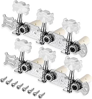 2 PCS Guitar Tuning Pegs Machine Heads Tuners, 3L3R Silver Chrome Plated Keys for Classical Acoustic Folk Guitar, White
