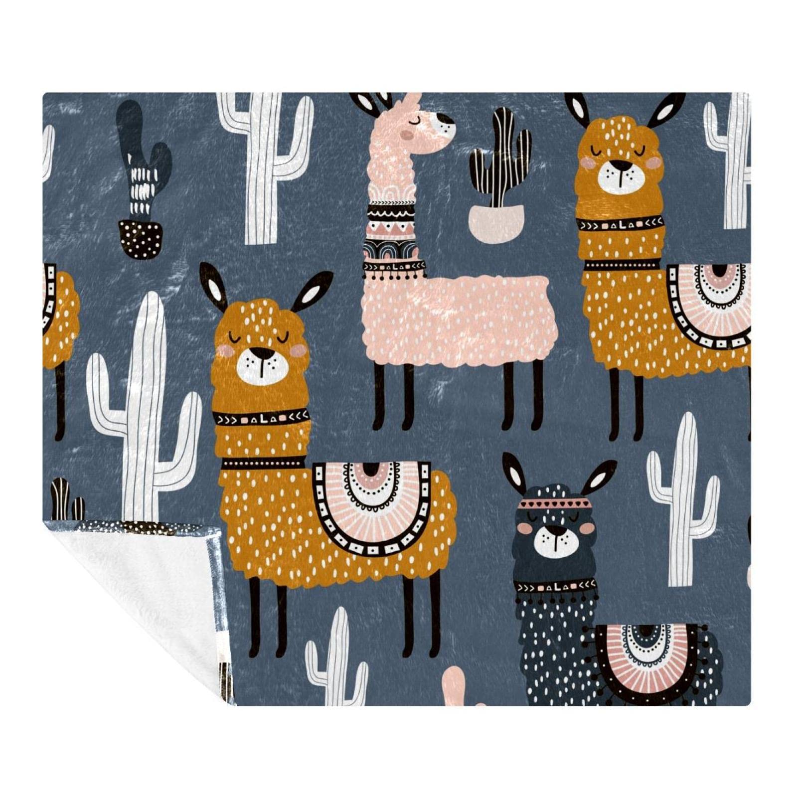 Couverture douce pour enfants et adultes plaid doudou motif lama rigolo