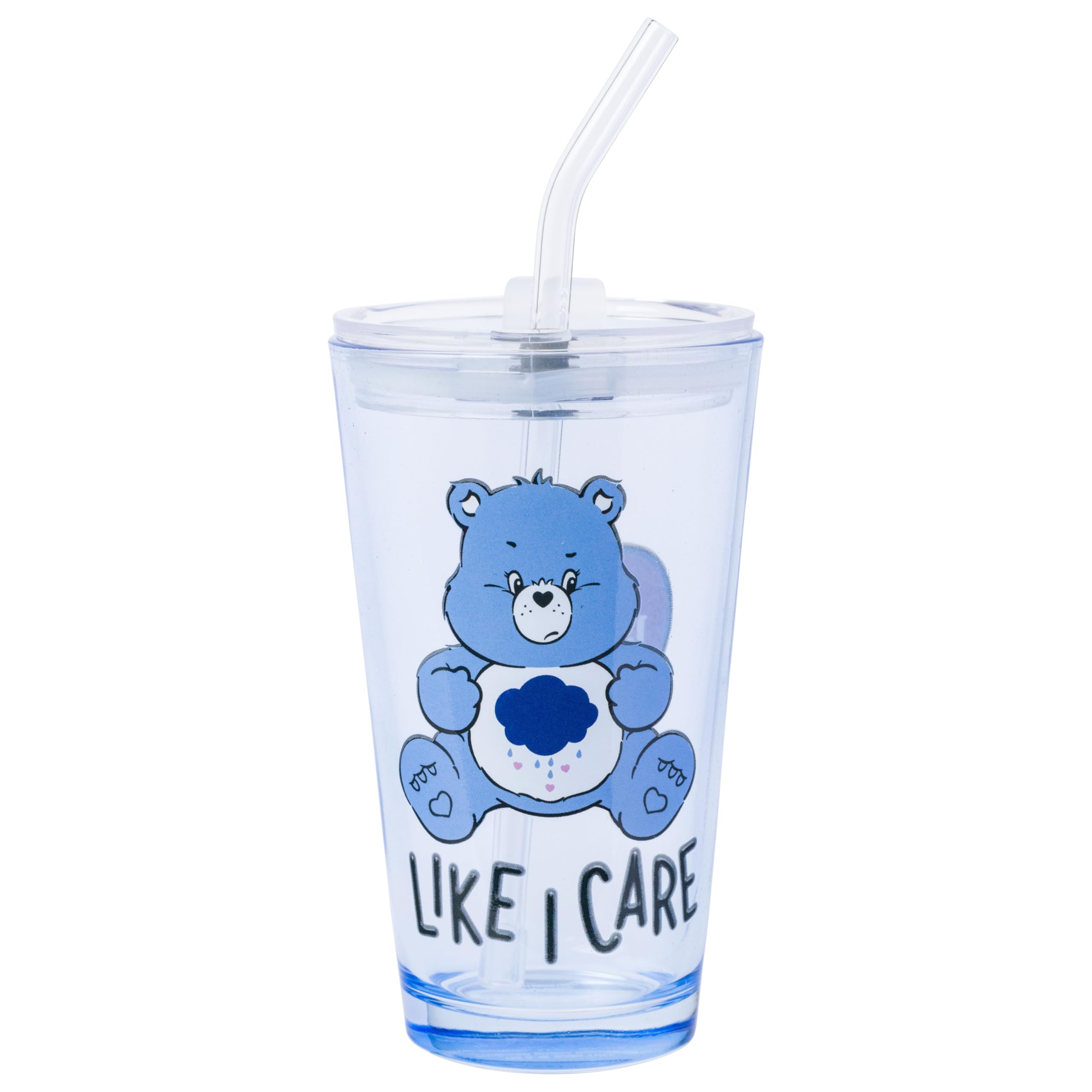 Verre à bière Care Bears avec paille et couvercle gobelet Grumpy 473ml