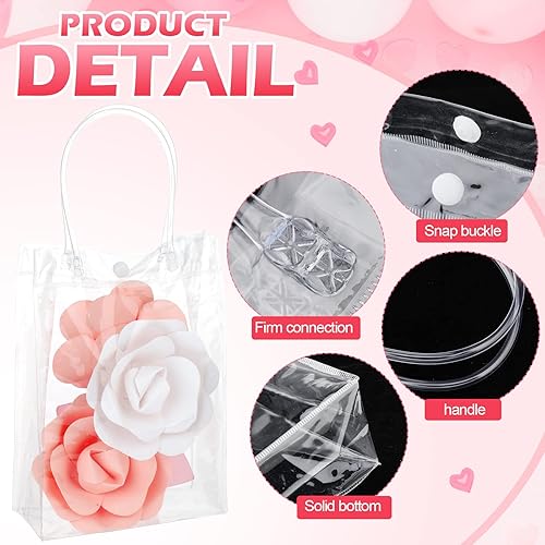Miniatura 3 de Mimorou Paquete de 60 bolsas de regalo de PVC transparente con asas, reutilizables, de plástico transparente, para compras, bodas, regalos de fiesta