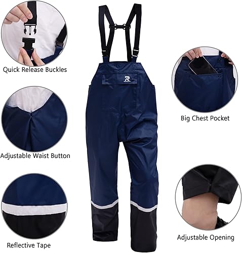 Miniatura 4 de RainRider Traje de lluvia para hombres y mujeres, impermeable, de alta visibilidad, duradero, Oxford, chaqueta impermeable con pantalones