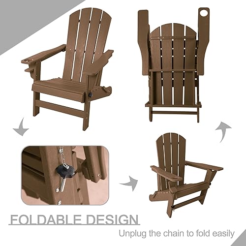 Miniatura 6 de Kozyard Silla Adirondack plegable, sillas de patio al aire libre, silla de cubierta de resina plástica HDPE, pintada resistente a la intemperie,
