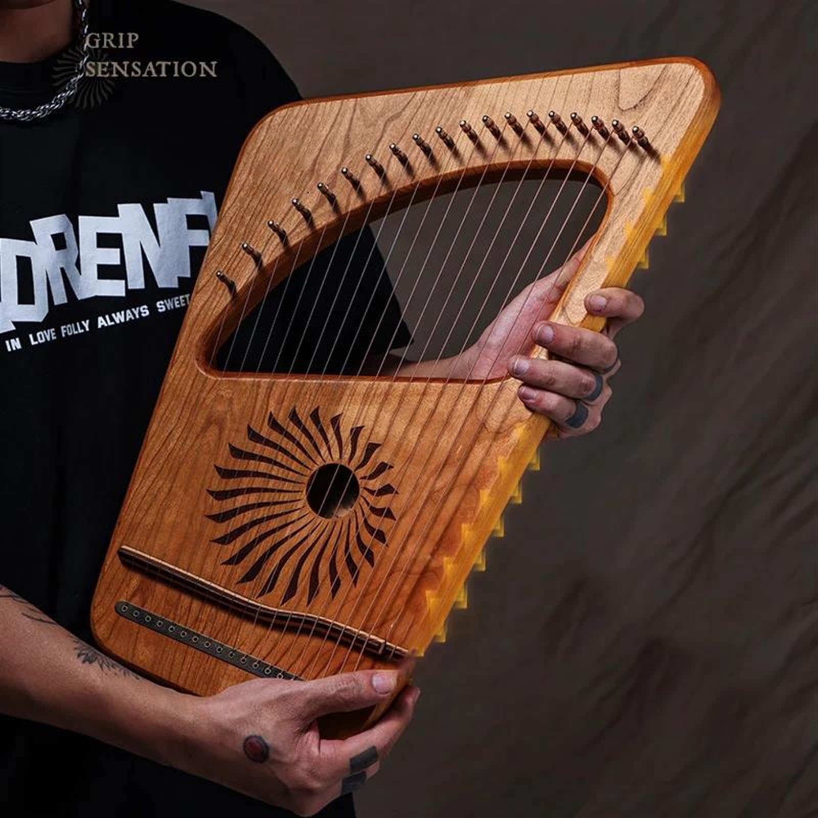 Erwachsene harfe Harfe 19 Saiten Finger Klavier Harfe Kirsche Holz Buche Material Lyra Schlüssel C Saiten Instrument Geschenke