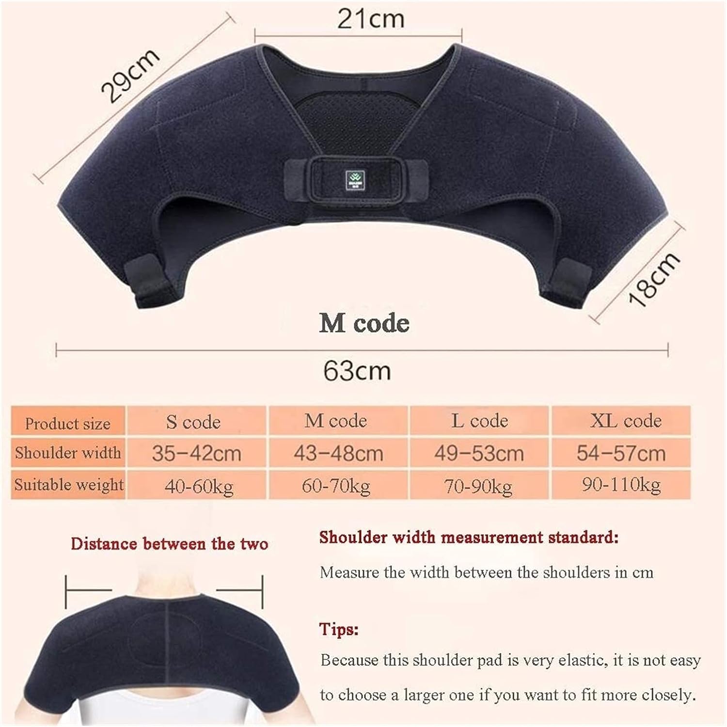 Shoulder Wrap Pad, Double Shoulder Support Magnetic Thermal Self Heating Shoulder Wrap Brace Protector, for Neck Shoulder Soft Home Pain Relief for Women Men (Color : Black, Size : Small)