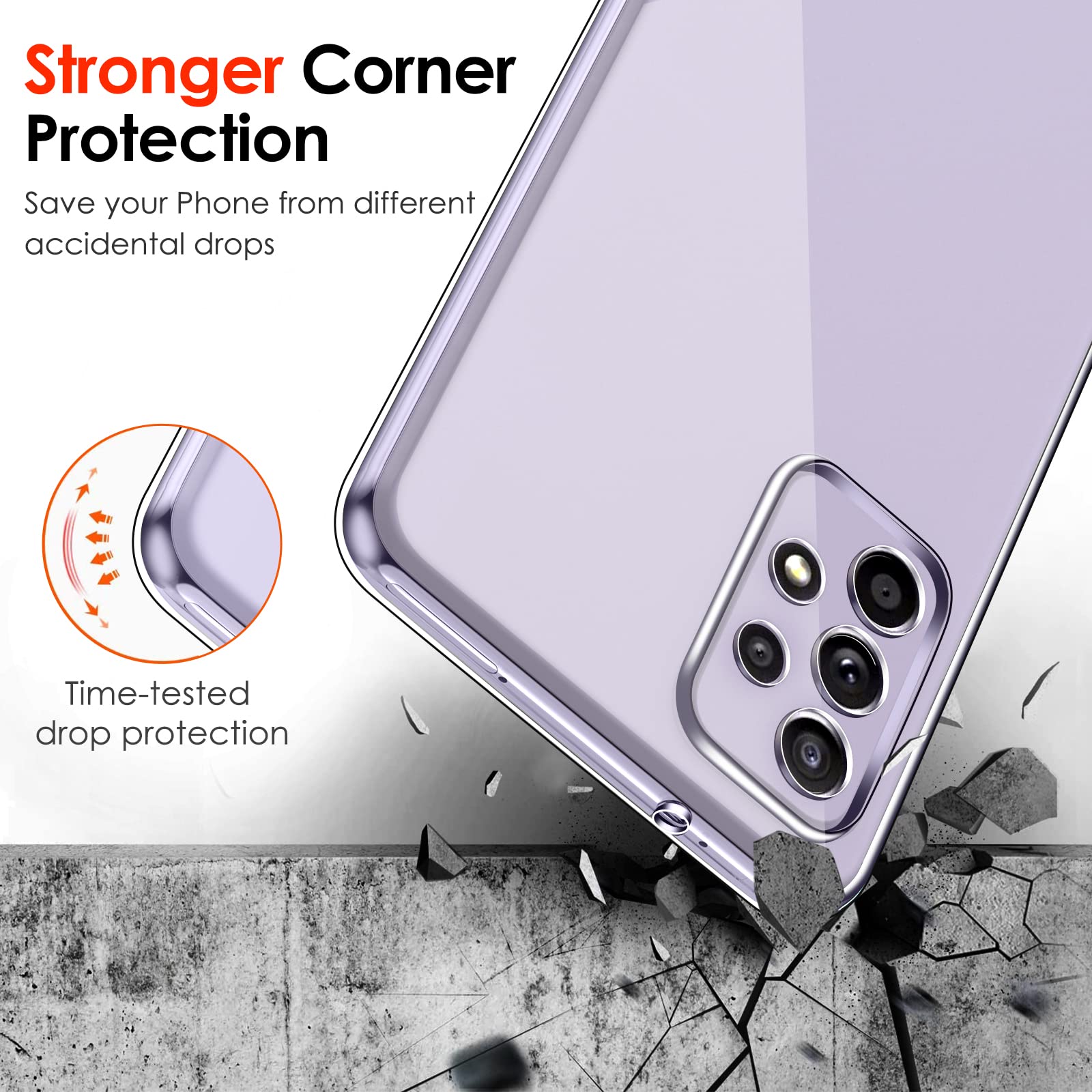 iVoler Custodia Cover per Samsung Galaxy A52 4G / 5G / A52S 5G con 3 Pezzi Pellicola Vetro Temperato, Ultra Sottile Morbido TPU Trasparente Silicone Antiurto Protettiva Case