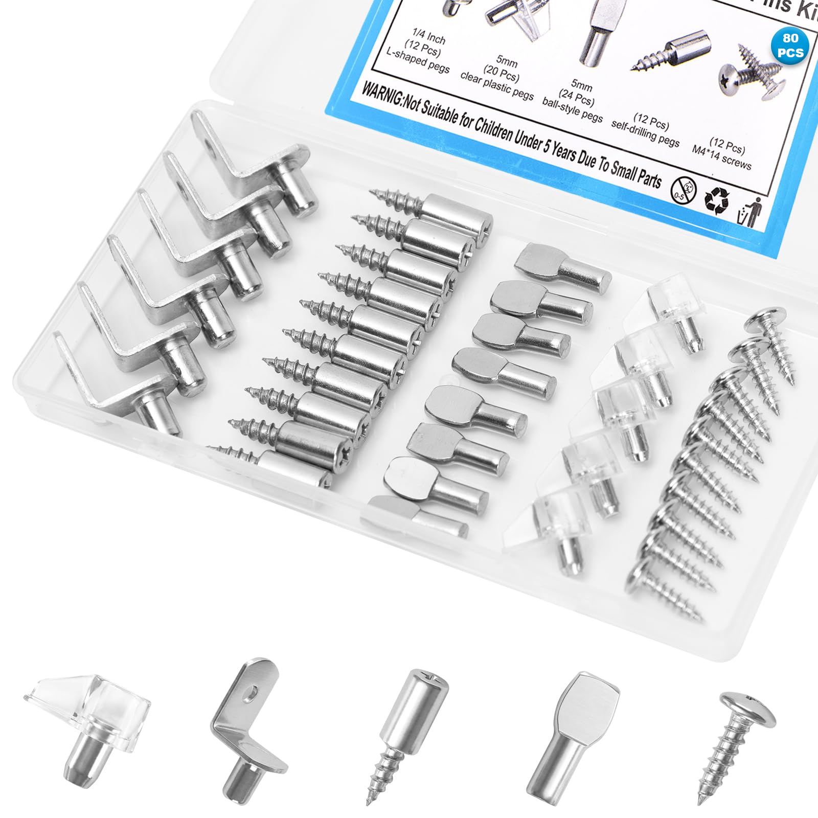 RKBEZOS 80 Pcs Shelf Pegs Pins Kit - shelf brackets and supports | Mubboo