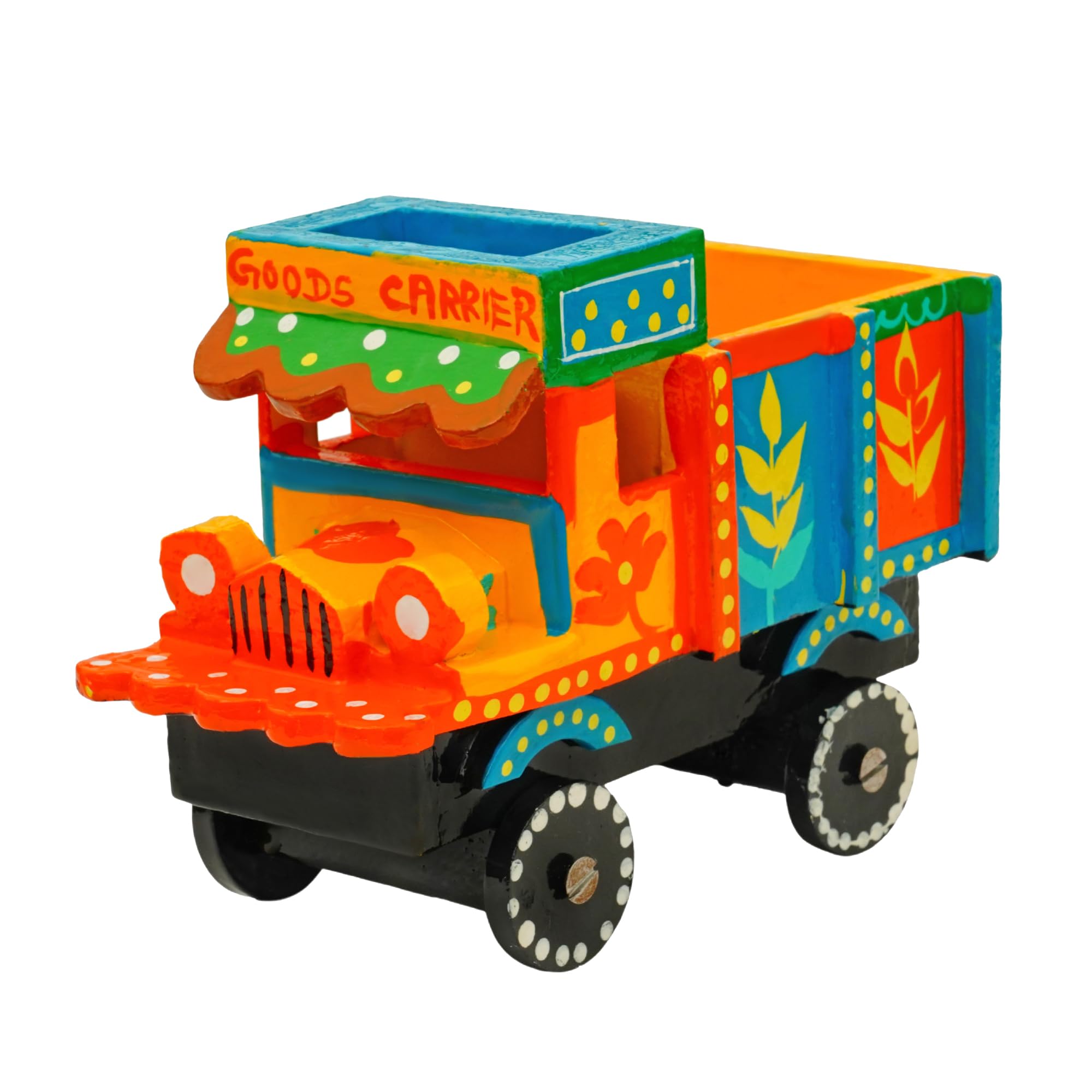 Wooden Hand-Painted Toy Truck for Kids | Colorful Desi Push and Pull Character Vehicle | No Battery Required | Eco-Friendly Traditional Indian Toy (Color May Vary) Small_Truck_01-image-47