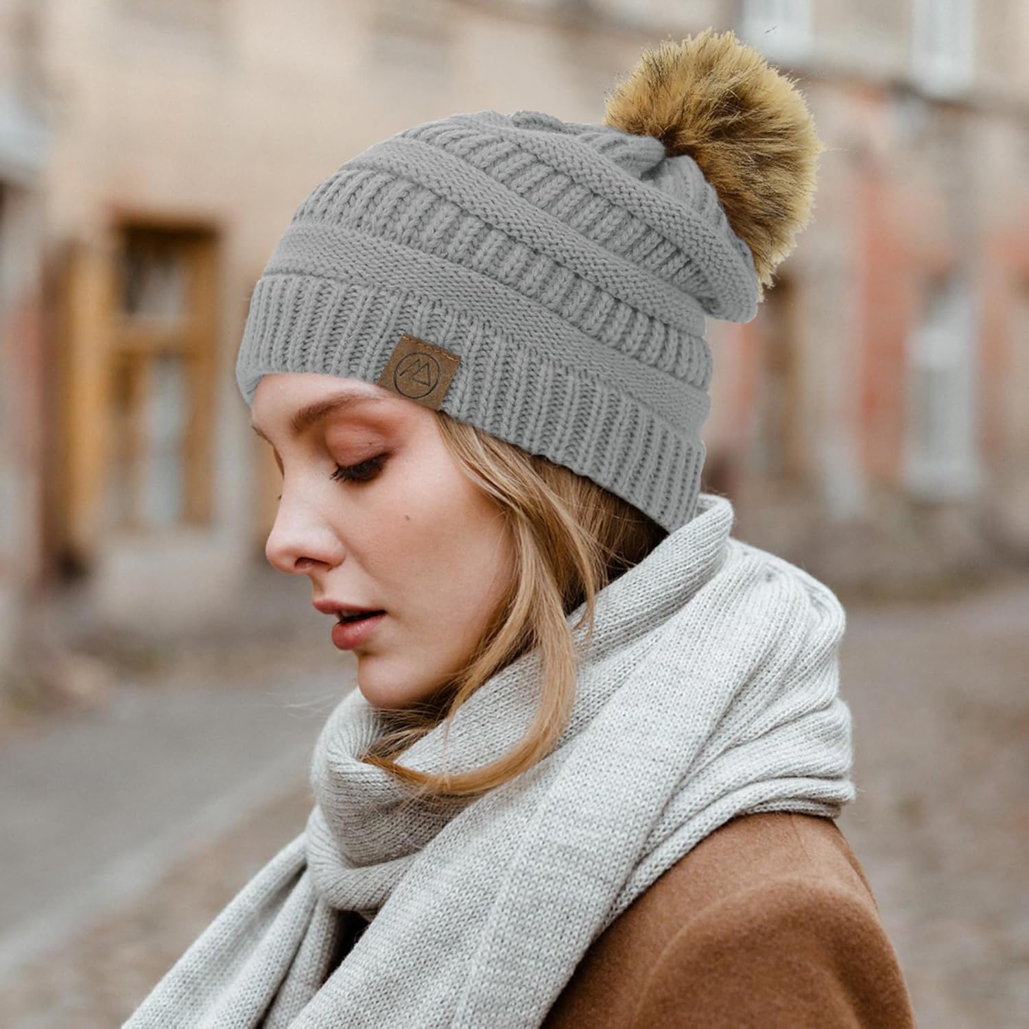 Zando Satin Lined Winter Hats for Women Beanies Women Satin Lined Beanie with Pom Pom Beanie Warm Winter Hat Knit Hats - Image 8